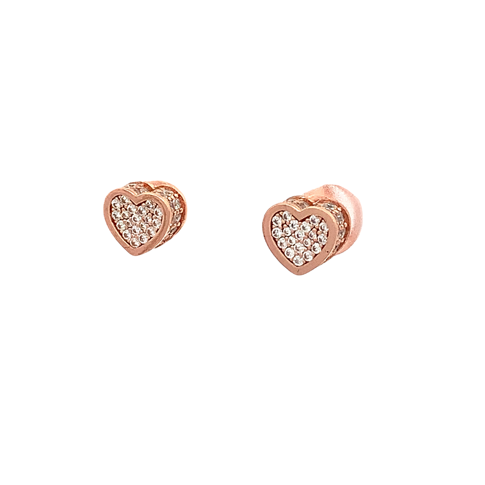 Maggie Heart Pave 925 Sterling Silver Stud Earrings | SilverWorks