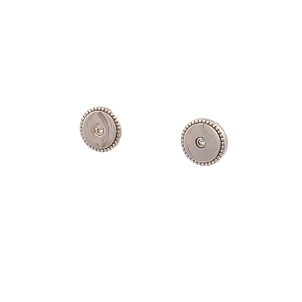 Pristine Silver Pave Stud Earrings