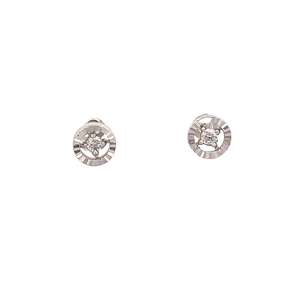 Shimmering Silver Pave Stud Earrings