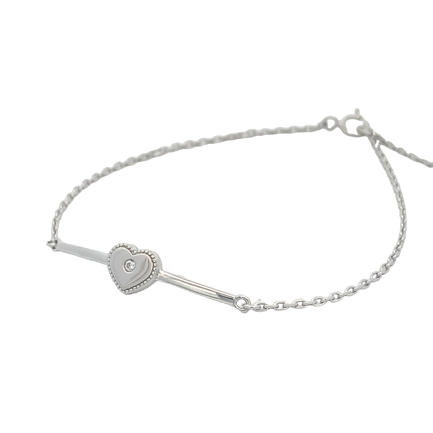 Valeria Black Heart Pave 925 Sterling Silver Bracelet | SilverWorks