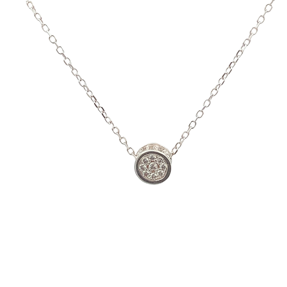 Esme Round Pave 925 Sterling Silver Pendant Necklace | SilverWorks