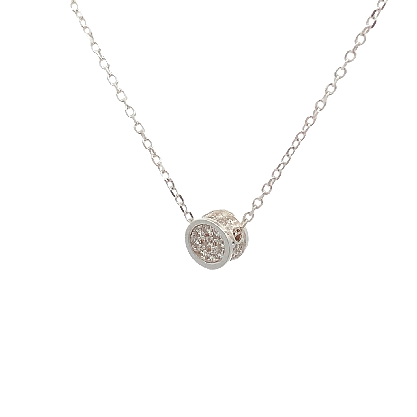 Esme Round Pave 925 Sterling Silver Pendant Necklace | SilverWorks