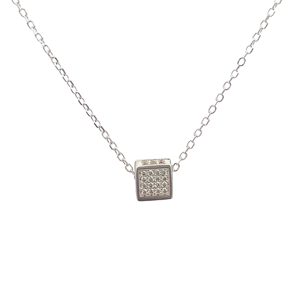 Queenly Silver Pave Necklace