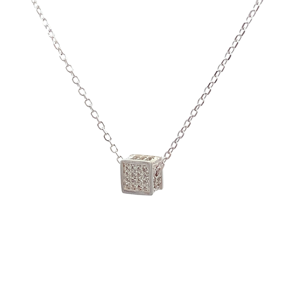 Queenly Silver Pave Necklace