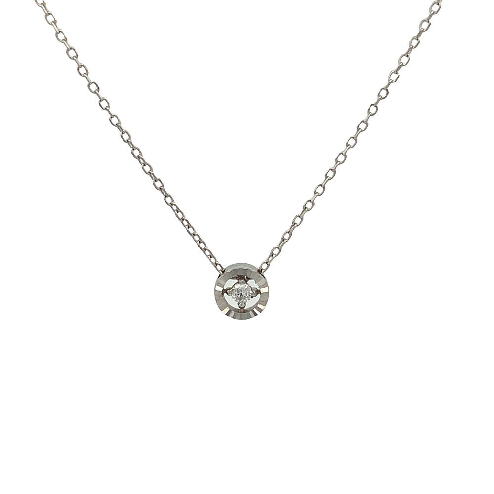Elise Halo Solitaire 925 Sterling Silver Pendant Necklace | SilverWorks
