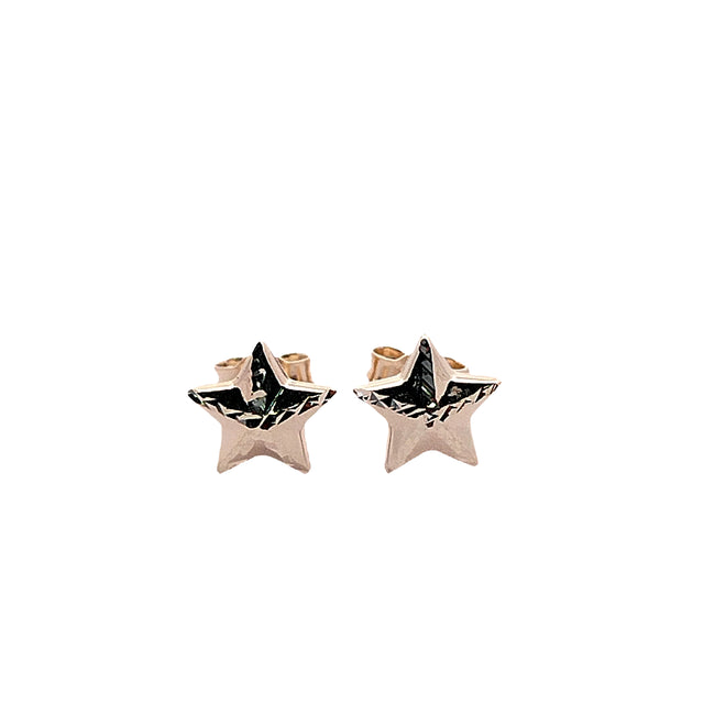 SW Premium 14 Karat Yellow Gold Star Stud Earrings
