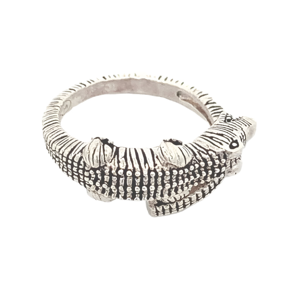 Darma Croc 925 Sterling Silver Adjustable Ring | SilverWorks
