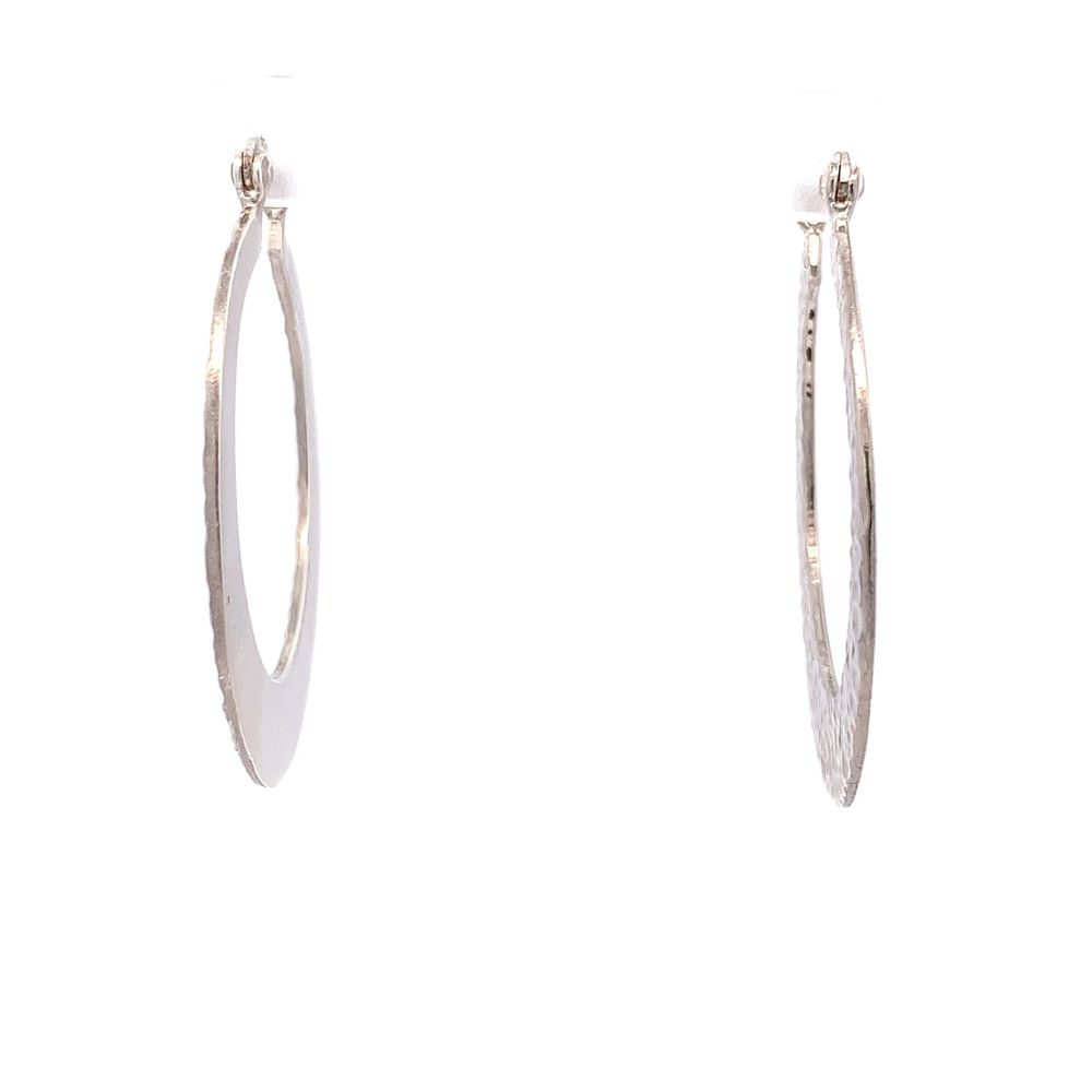 
                
                    Load image into Gallery viewer, Nights in White Satin Silver Hoop Earrings
                
            
