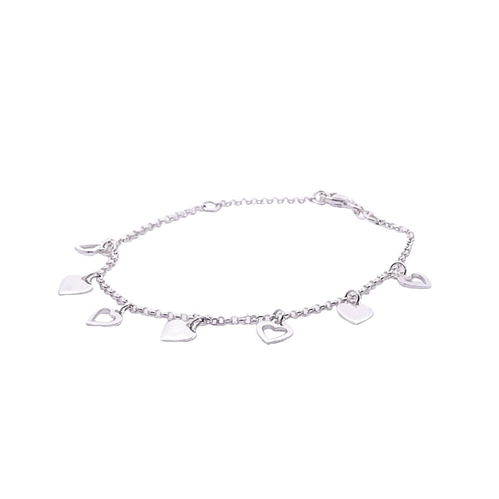 B5336 7.25INCH CHARM BRACELET W/ 7 HEARTS 2.55G
