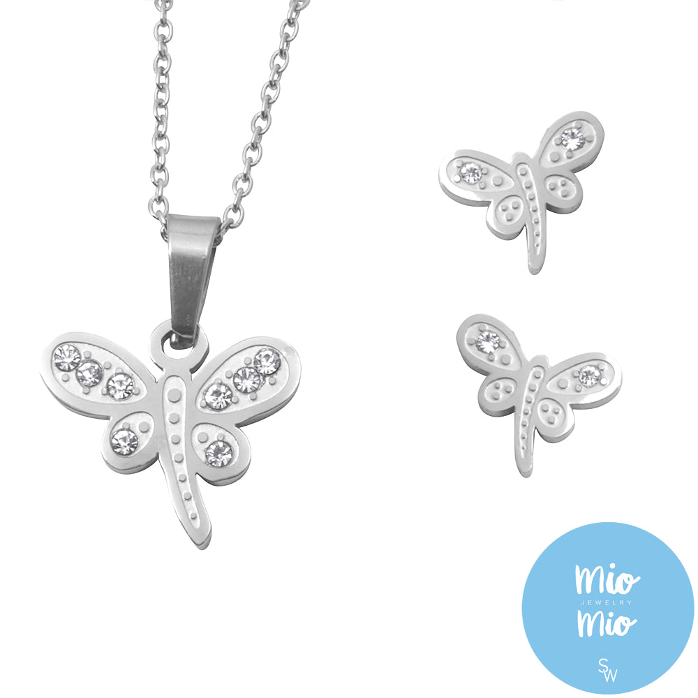 Mio Mio by Silverworks Dragonfly Earrings and Necklace Set