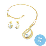 Mio Mio by Silverworks  Open Teardrop Earrings and Necklace Set