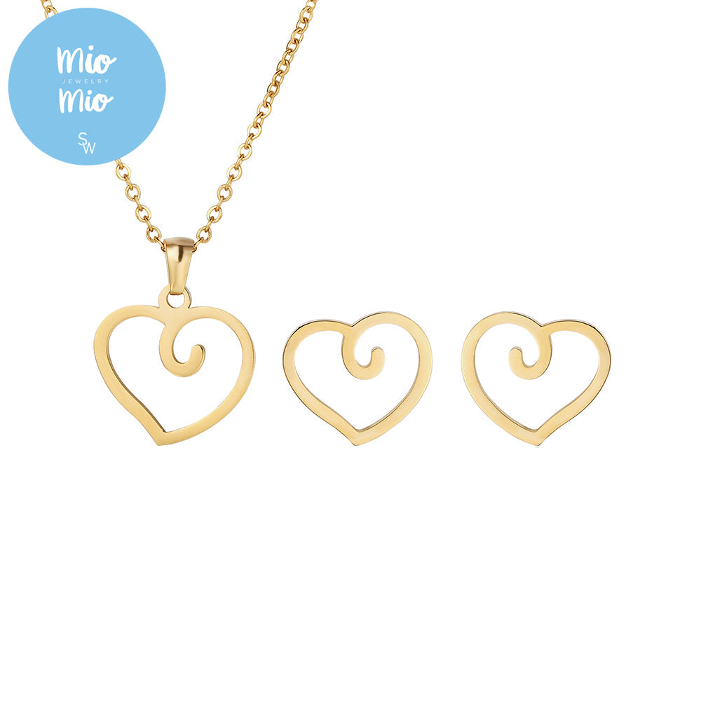 Celia Swirl Heart Stainless Steel Jewelry Set | SilverWorks