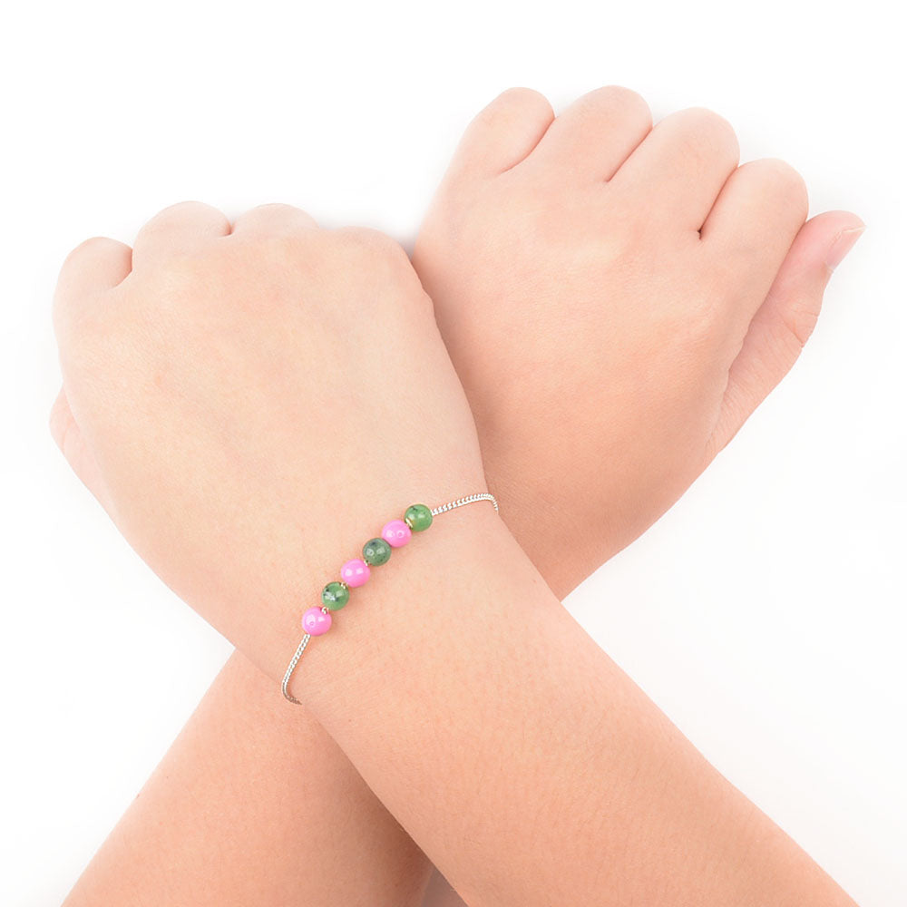 
                      
                        Ciara Multicolor Beads 925 Sterling Silver Chain Bracelet | SilverWorks
                      
                    