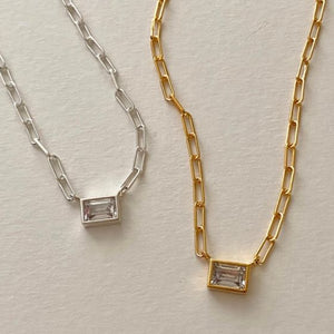 
                
                    Load image into Gallery viewer, Hazel Geometry Rectangle Silver Necklace
                
            