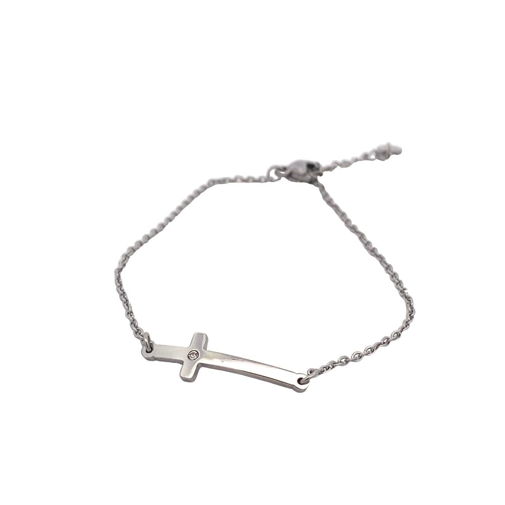 Benjamin Cross with Stone Stainless Steel Bracelet | SilverWorks