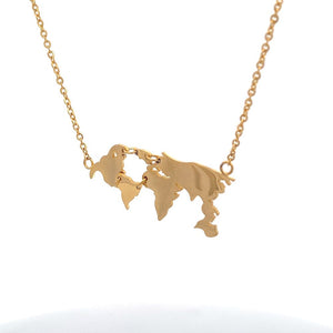 
                
                    Load image into Gallery viewer, Mio Mio by Silverworks Gold World Map Necklace
                
            