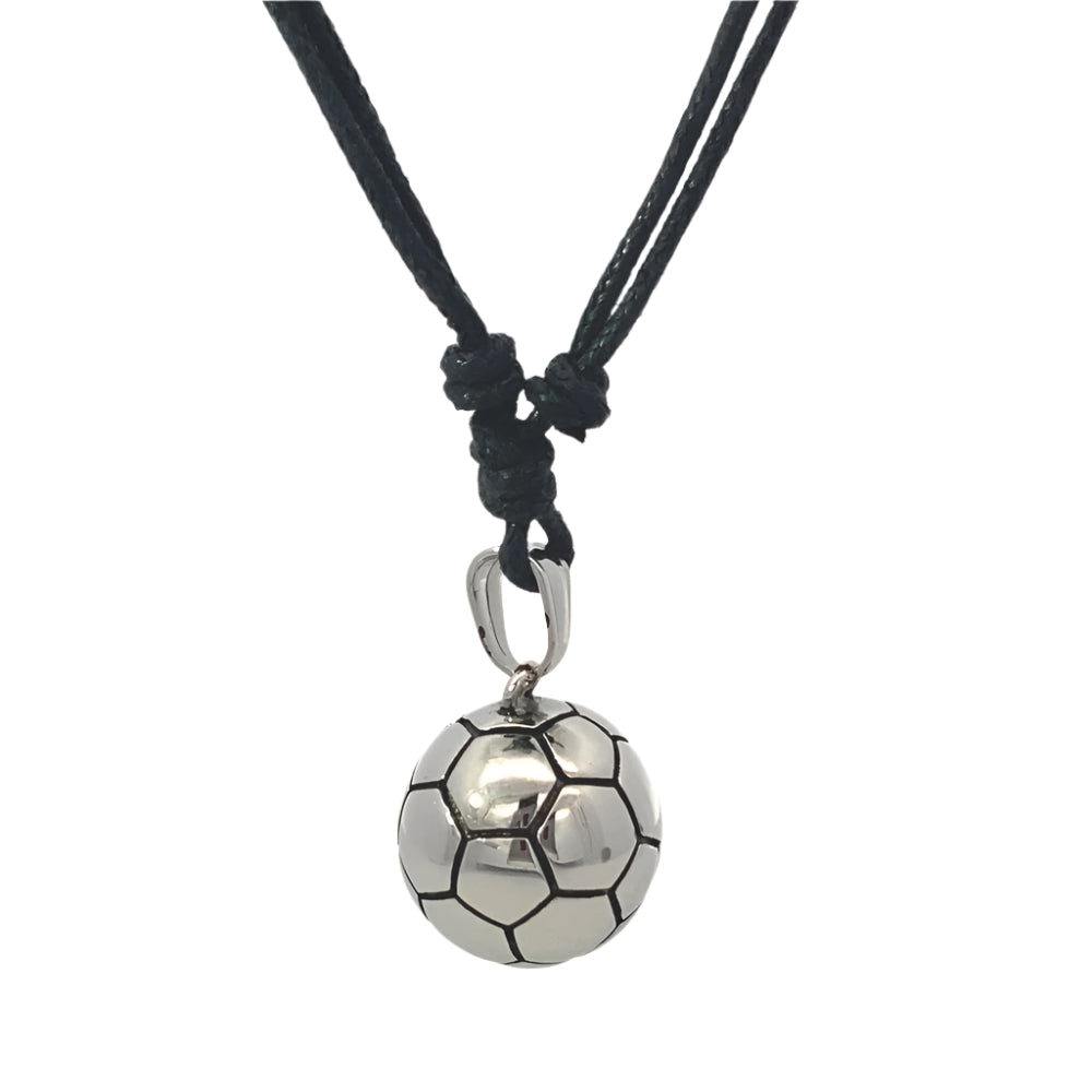 Ernmis Ball Stainless Steel Pendant in Waxtail Necklace | SilverWorks