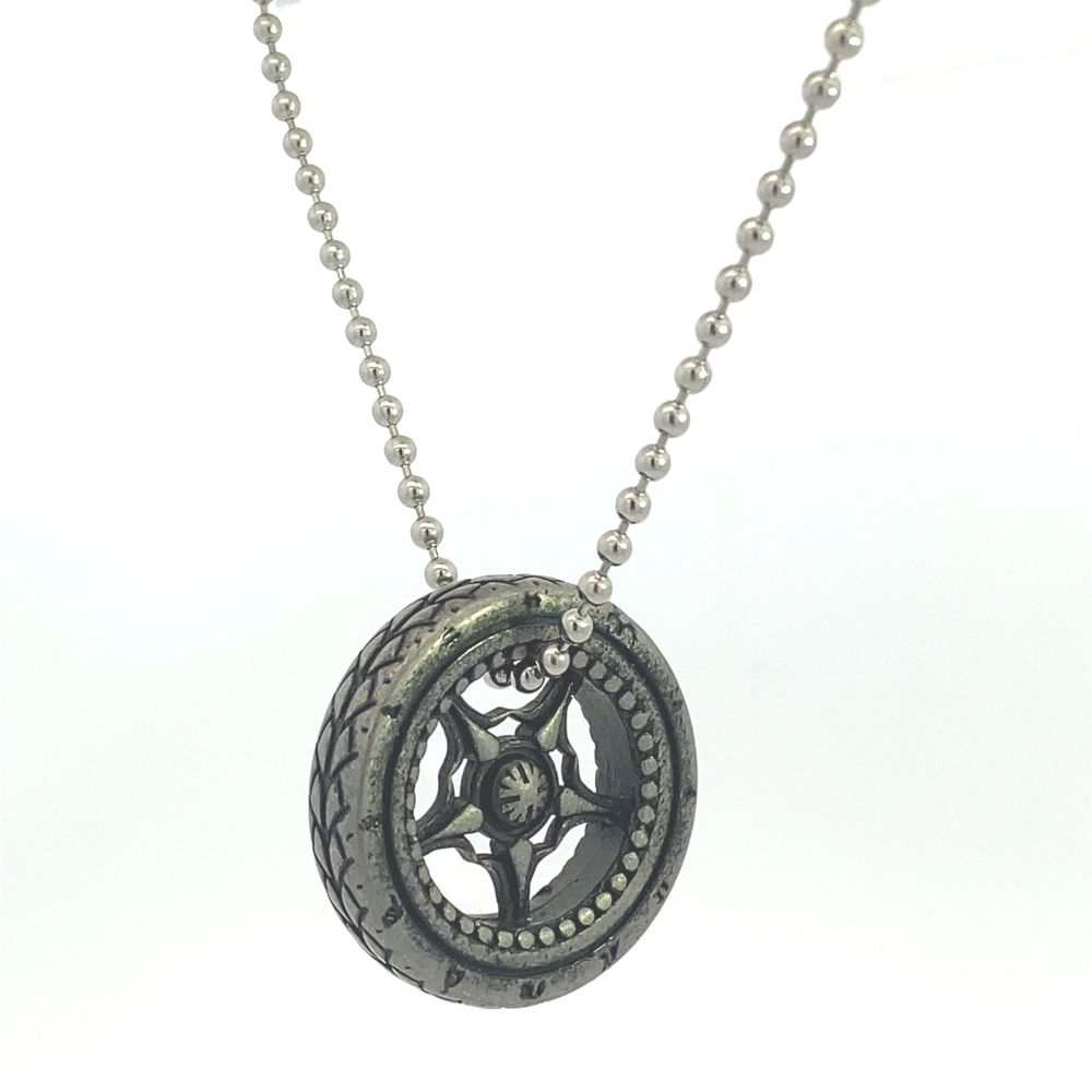 Nicholas Wheel Stainless Steel Pendant Necklace | SilverWorks