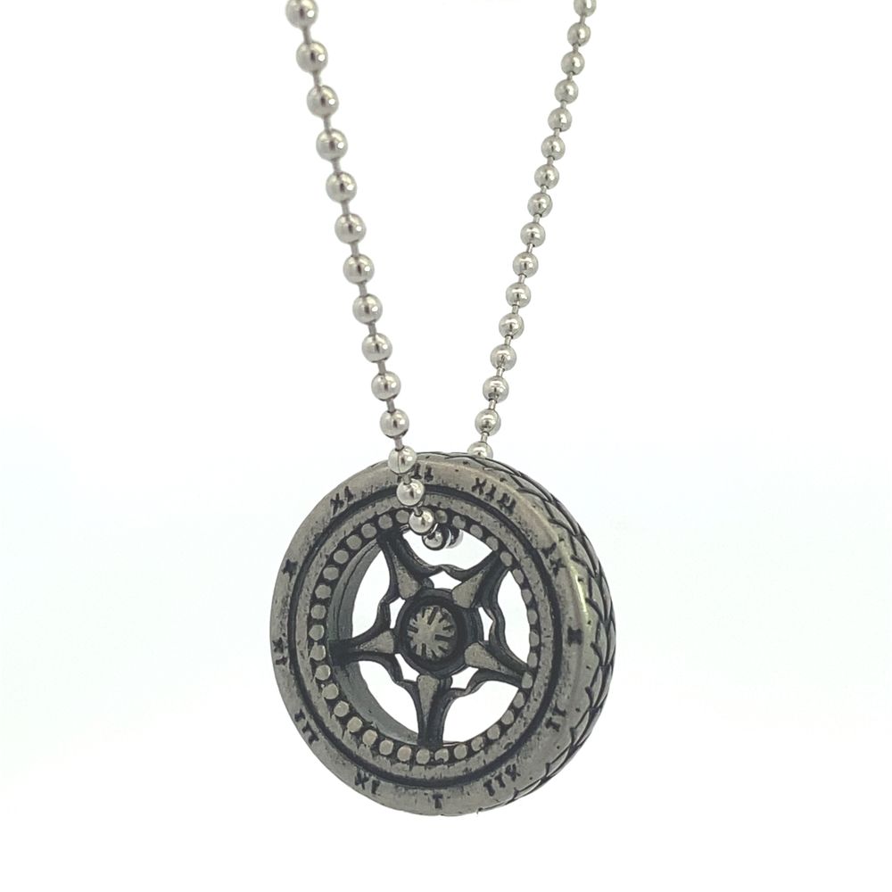 Nicholas Wheel Stainless Steel Pendant Necklace | SilverWorks