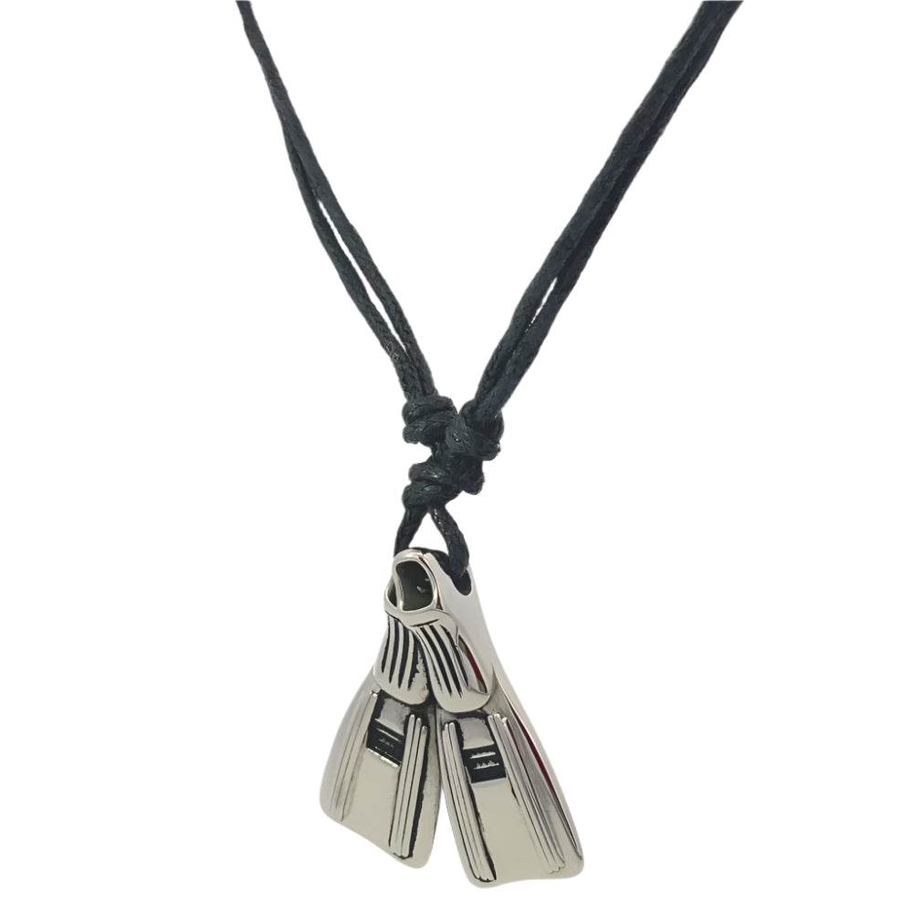 Alexander Diving Fin Stainless Steel Pendant in Waxtail Necklace | SilverWorks