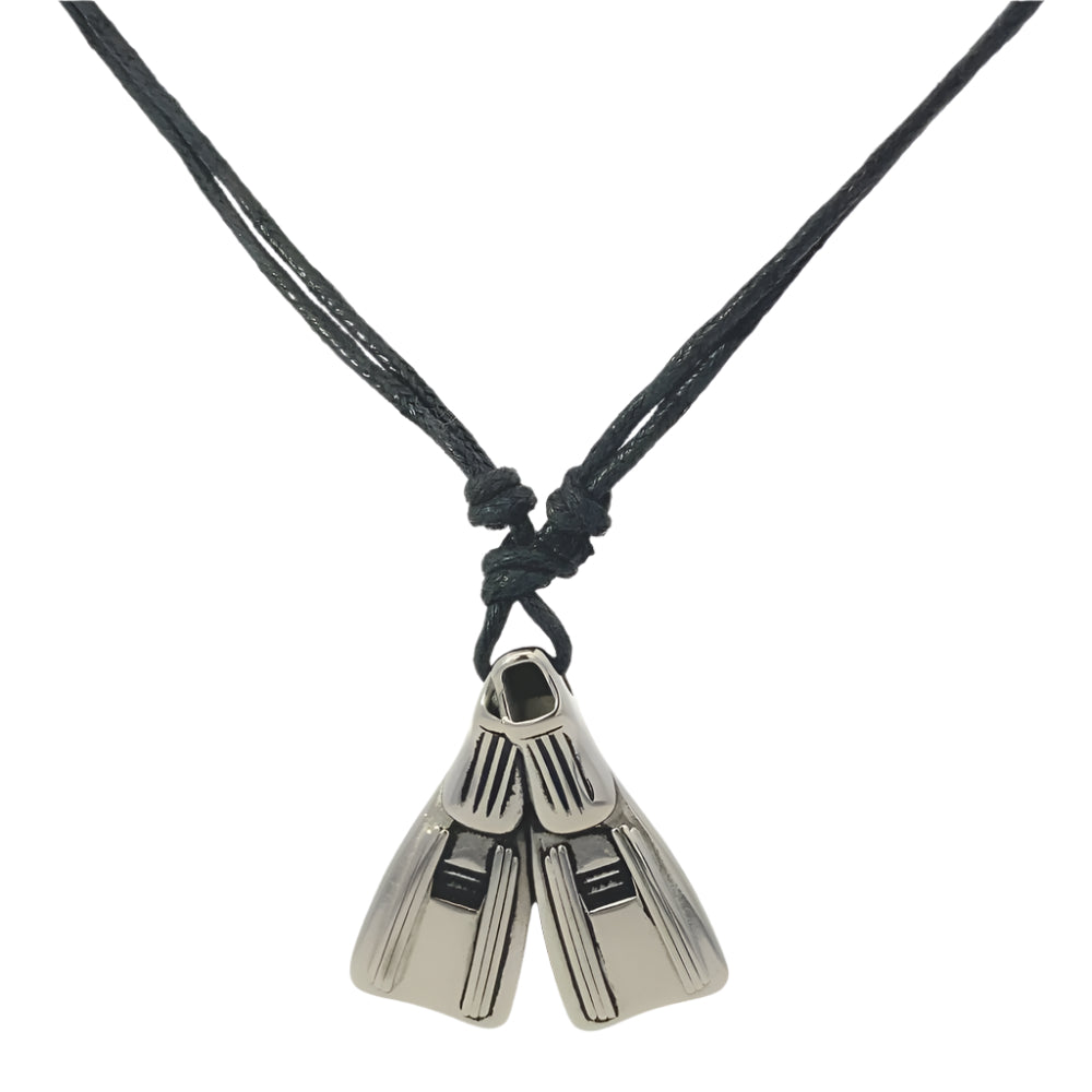 Alexander Diving Fin Stainless Steel Pendant in Waxtail Necklace | SilverWorks