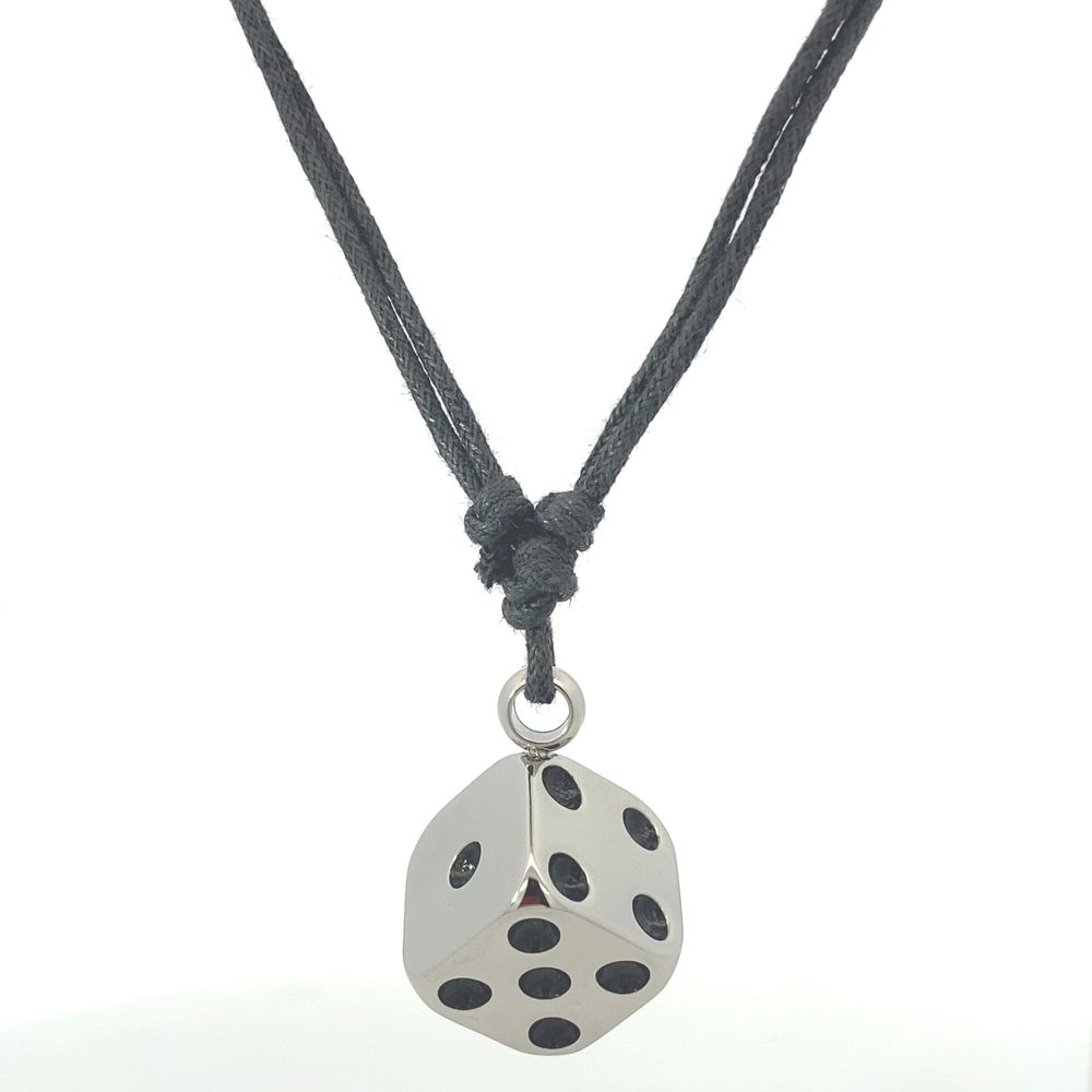 Mio Mio by Silverworks Block Dice Design Waxtail Chain Necklace