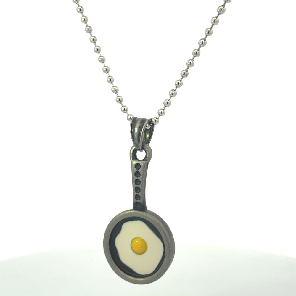 Mio Mio by Silverworks Fried Egg in a Pan Ball Chain Necklace