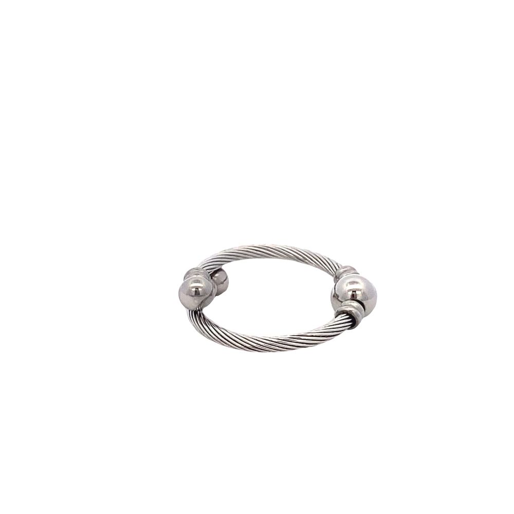 Lawrance Twisted Stainless Steel Open Ring | SilverWorks
