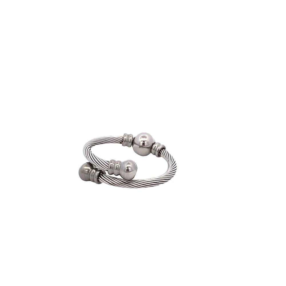 Lawrance Twisted Stainless Steel Open Ring | SilverWorks