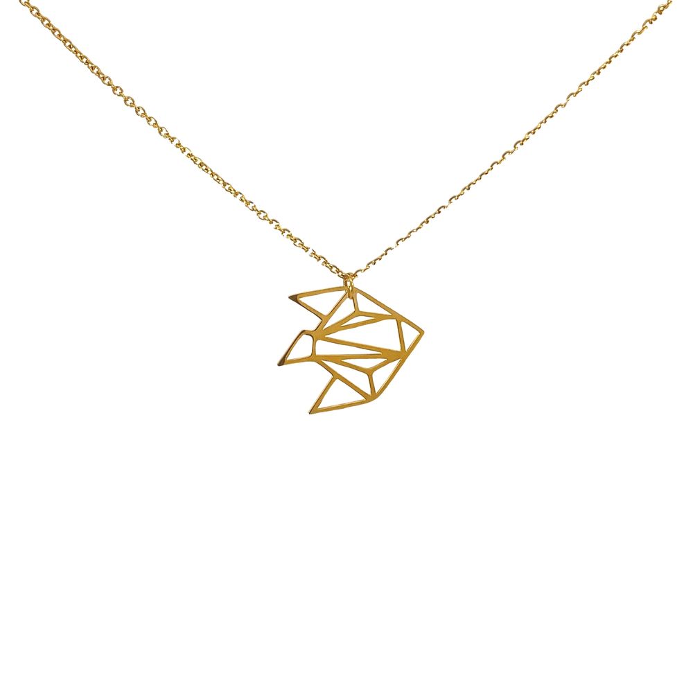 Orms Fish Origami Stainless Steel Pendant Necklace | SilverWorks