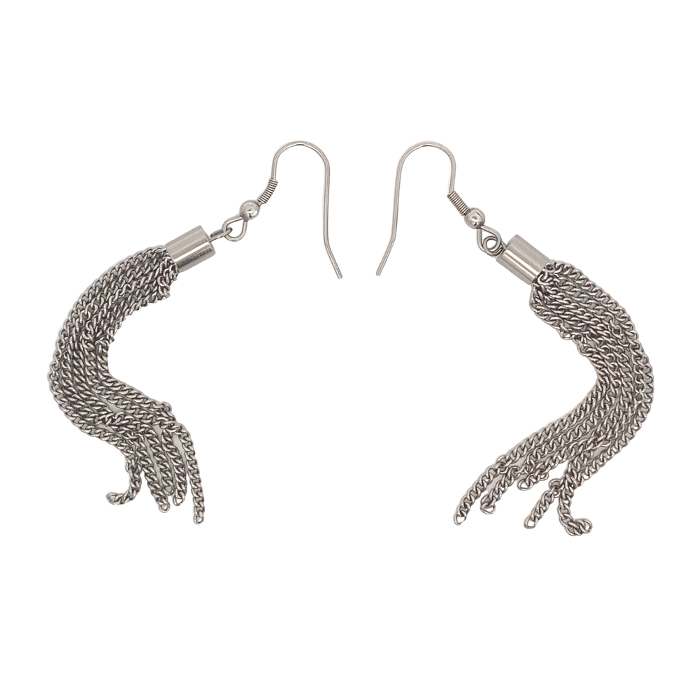 Alexa Tassel Stainless Steel Hook Drop Earrings | SilverWorks