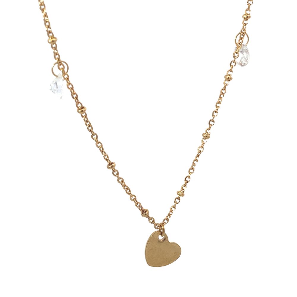 Mio Mio by Silverworks A Heart of Gold with stone Necklace