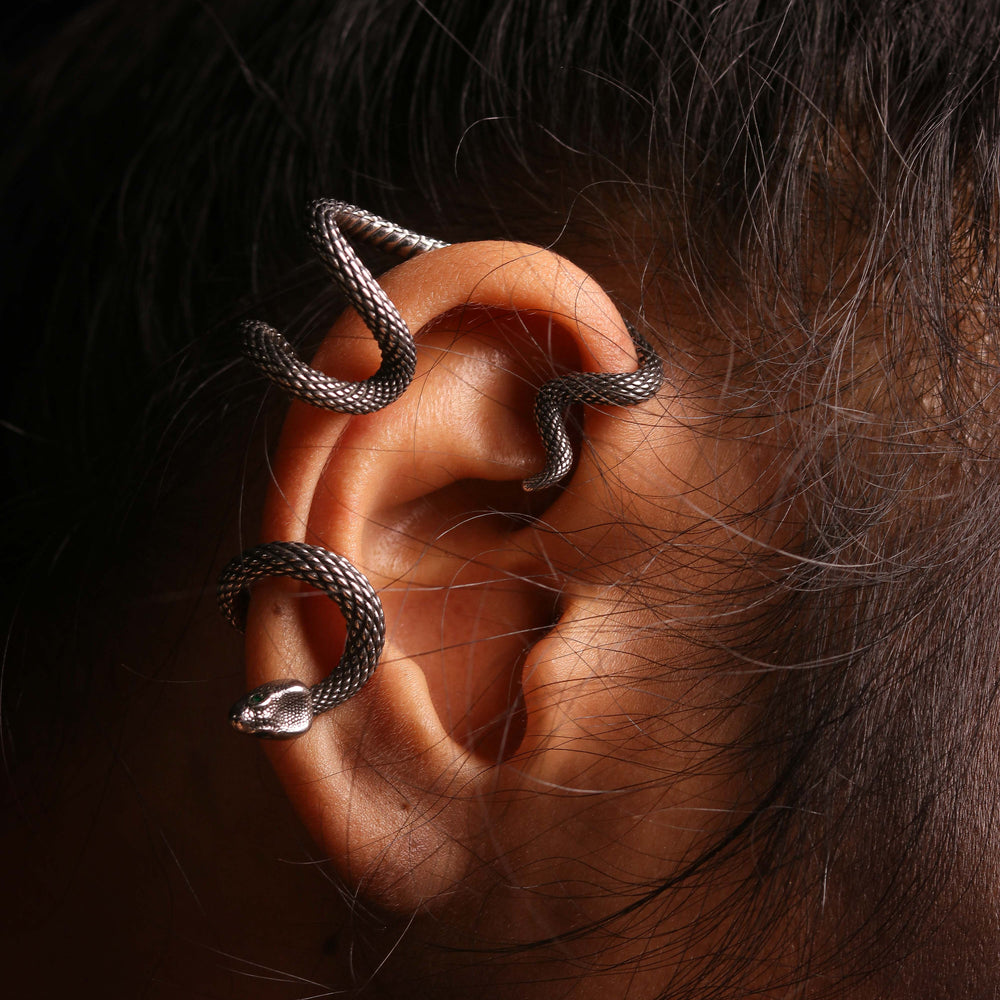 Medusa Stainless Steel Cuff Earrings | SilverWorks
