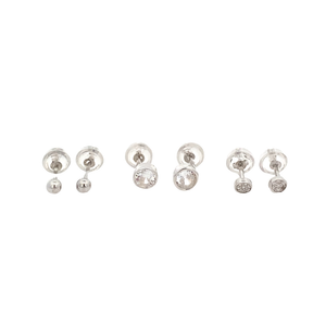 
                
                    Load image into Gallery viewer, Selene Round Dainty Silver Microstud Earrings Set with Cubic Zirconia
                
            
