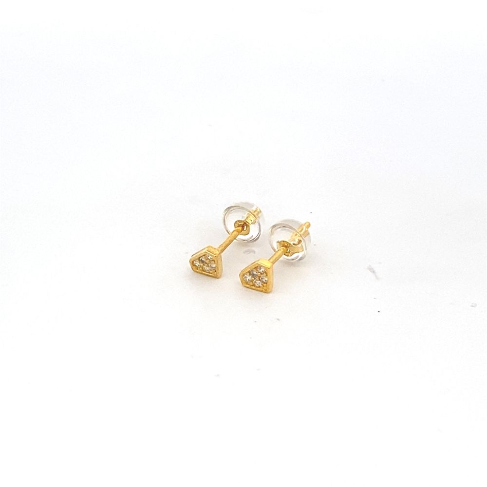
                
                    Load image into Gallery viewer, Silverworks Set of Crown, Diamond and Round Dainty Stud Earrings Gold Plated - MicroStud Collection S740
                
            