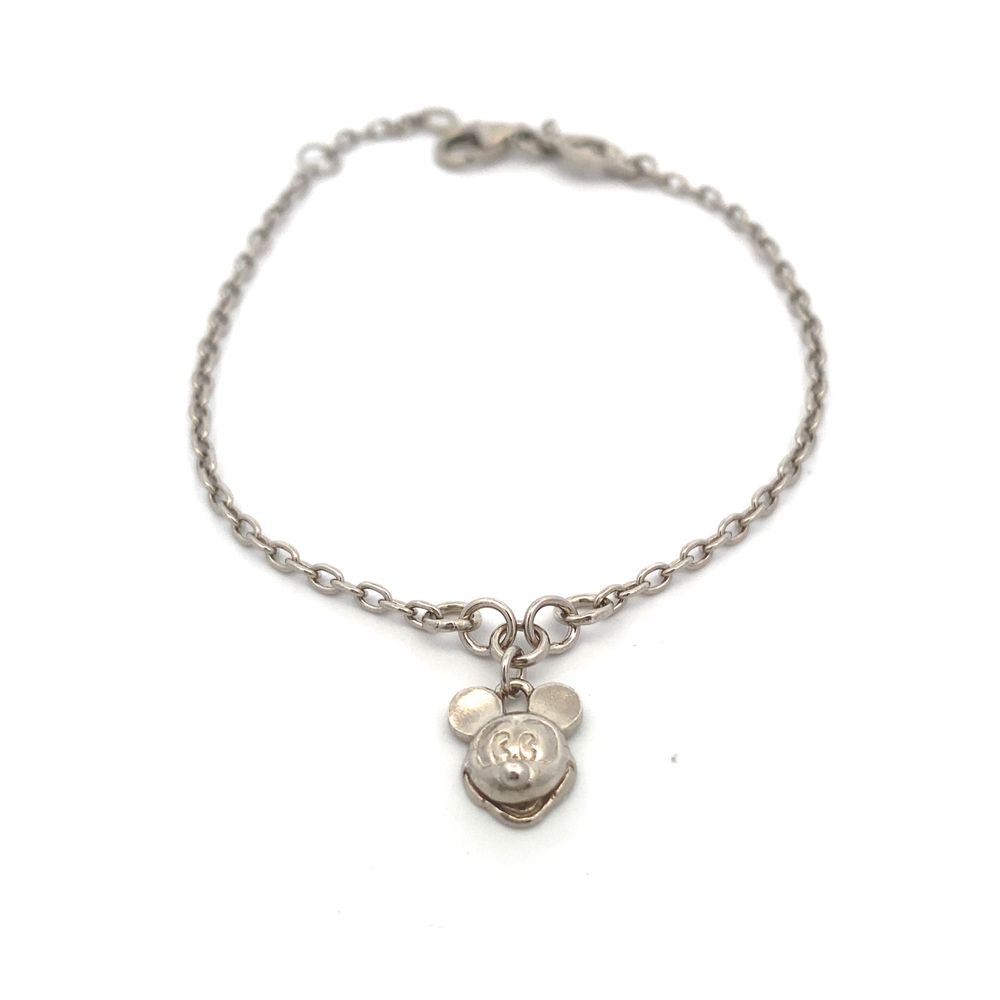 Mickey Mouse Charm 925 Sterling Silver Chain Bracelet | SilverWorks