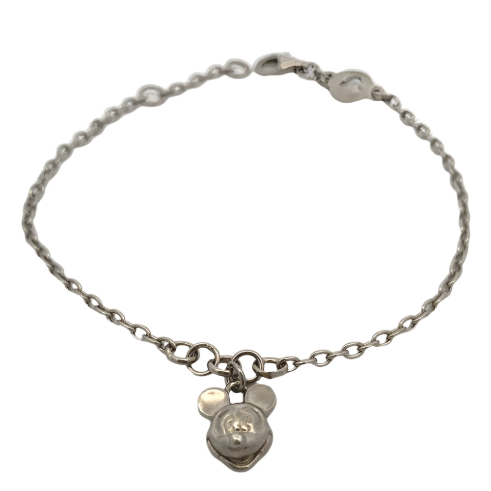 Mickey Mouse Charm 925 Sterling Silver Chain Bracelet | SilverWorks