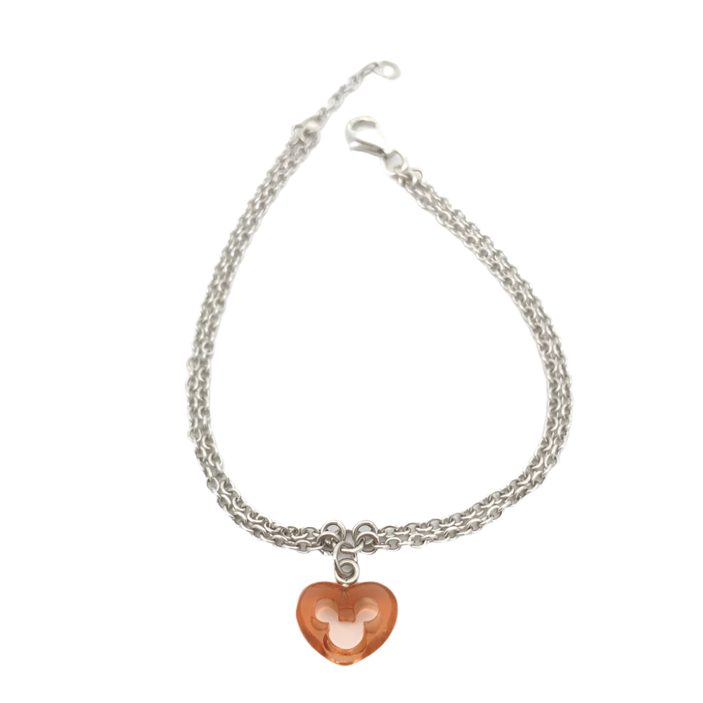 Mickey Mouse Heart 925 Sterling Silver Charm Bracelet | SilverWorks