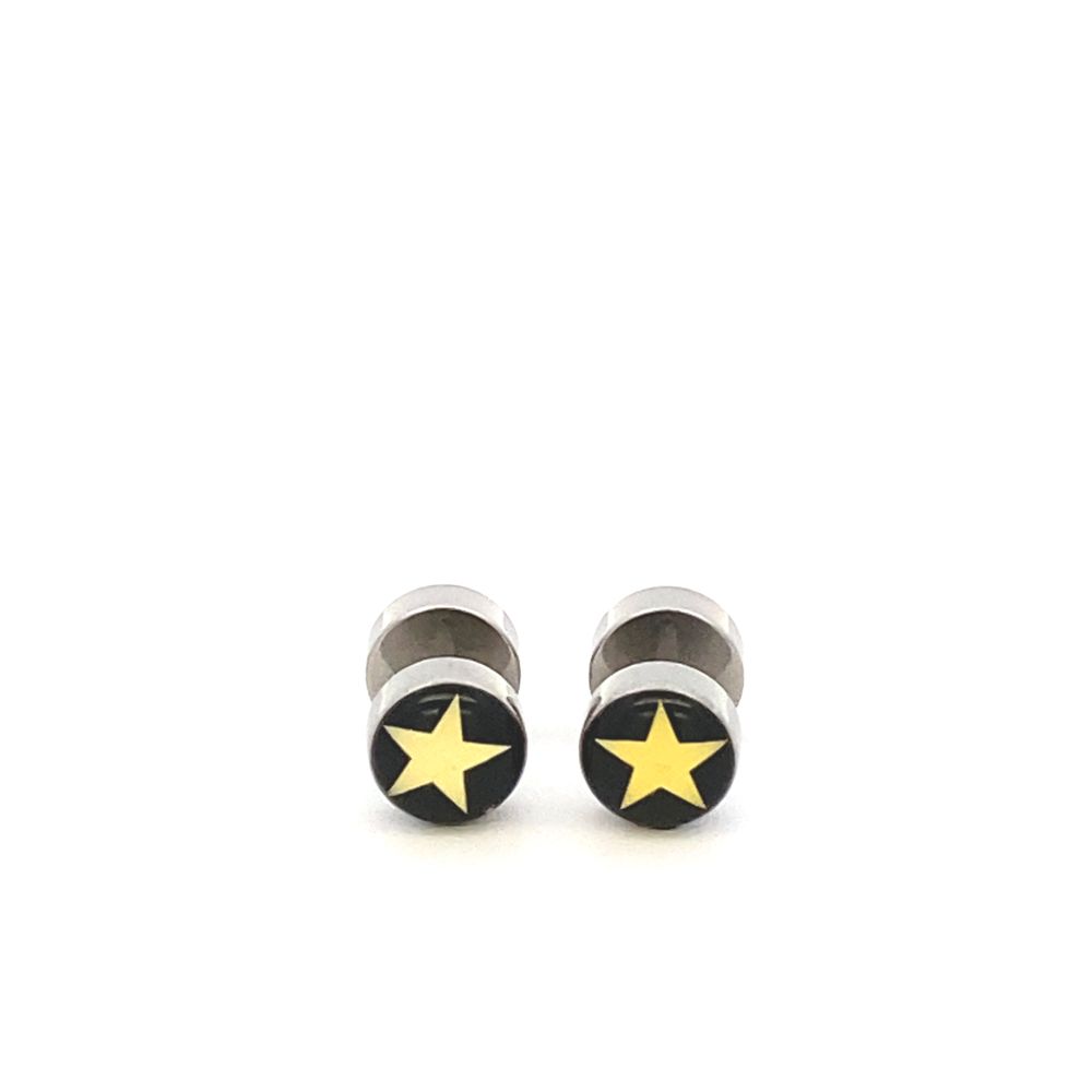 White Star Faux Tunnel Stainless Steel Stud Earrings | SilverWorks