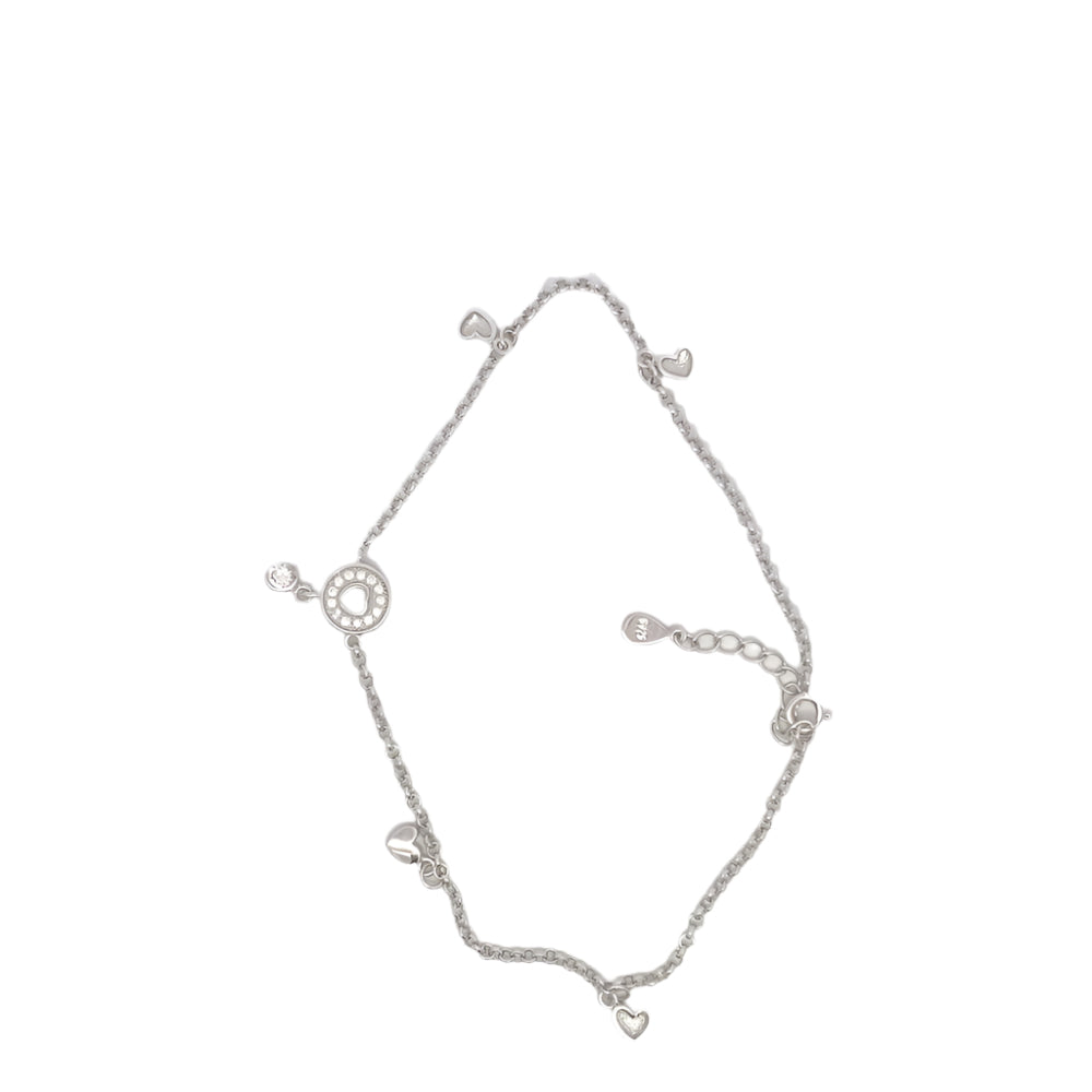 Greta Heart 925 Sterling Silver Charm Bracelet | SilverWorks