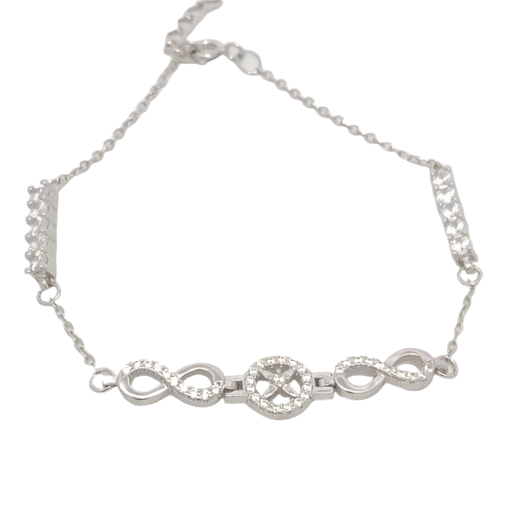 Claire Infinity Halo 925 Sterling Silver Chain Bracelet | SilverWorks