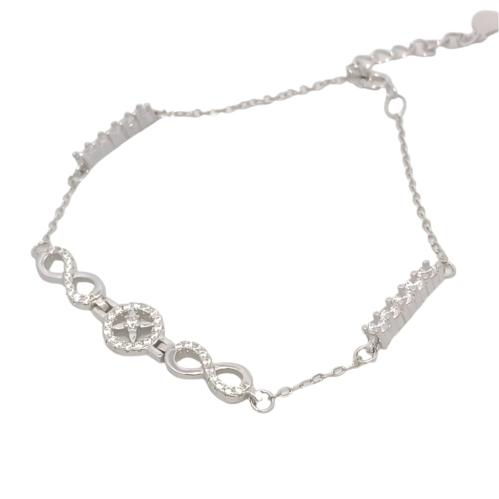 Claire Infinity Halo 925 Sterling Silver Chain Bracelet | SilverWorks