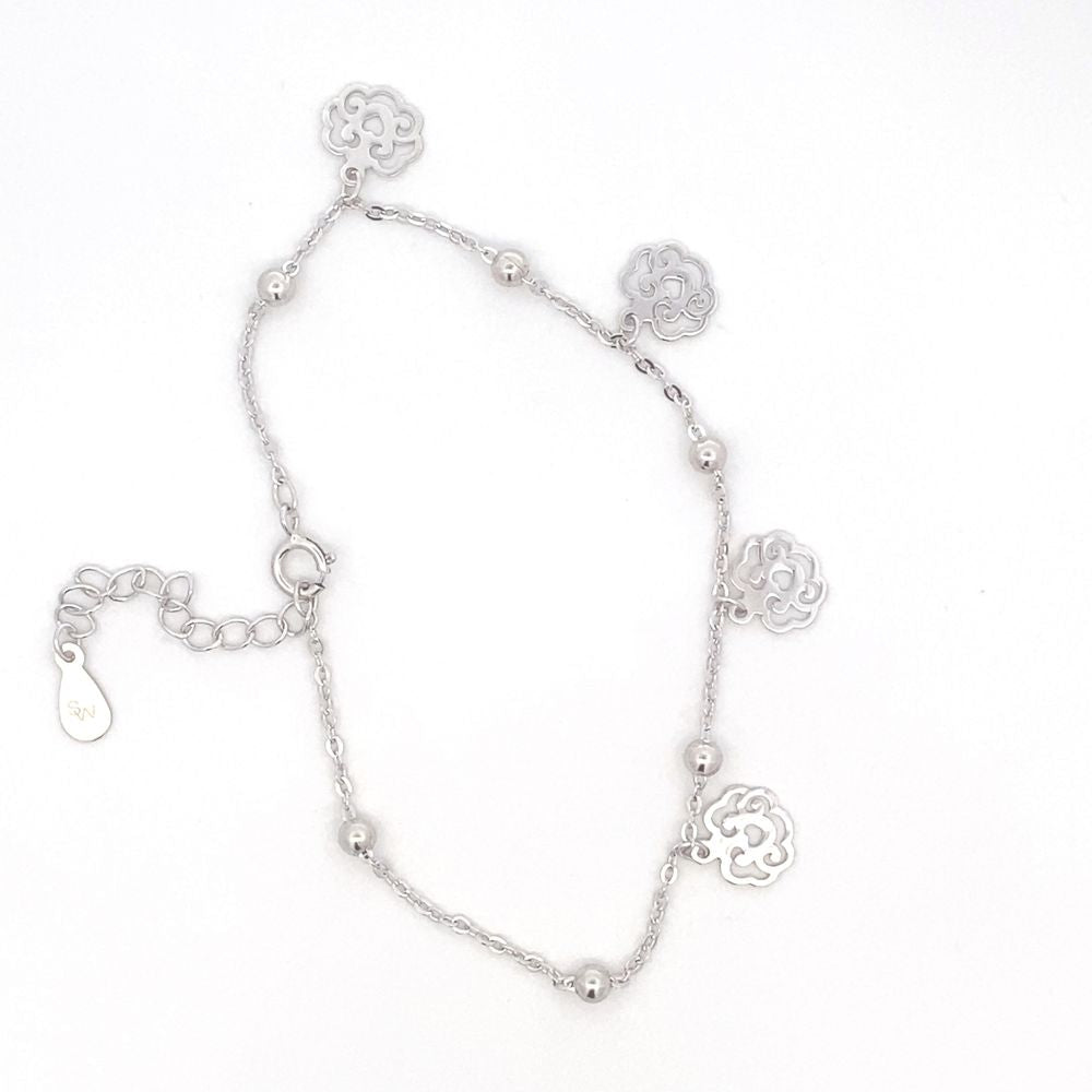Florence Flower 925 Sterling Silver Charm Bracelet | SilverWorks