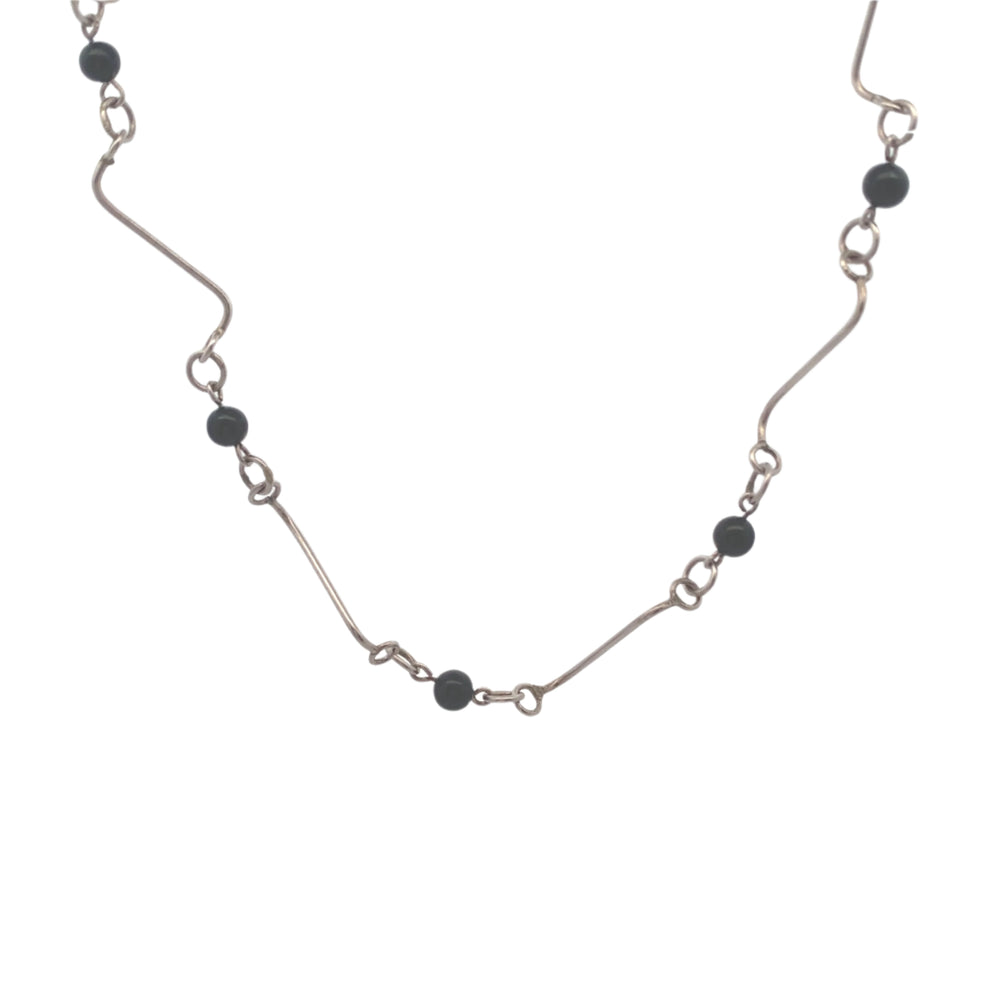 Gwen Onyx 925 Sterling Silver Chain Necklace | SilverWorks