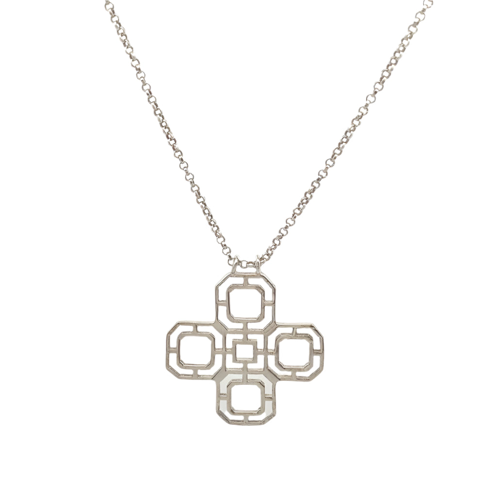 Abel Open Cross 925 Sterling Silver Pendant Necklace | SilverWorks