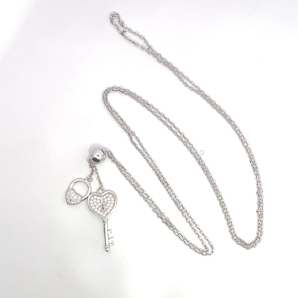 Emma Heart Lock & Key 925 Sterling Silver Pendant Necklace | SilverWorks