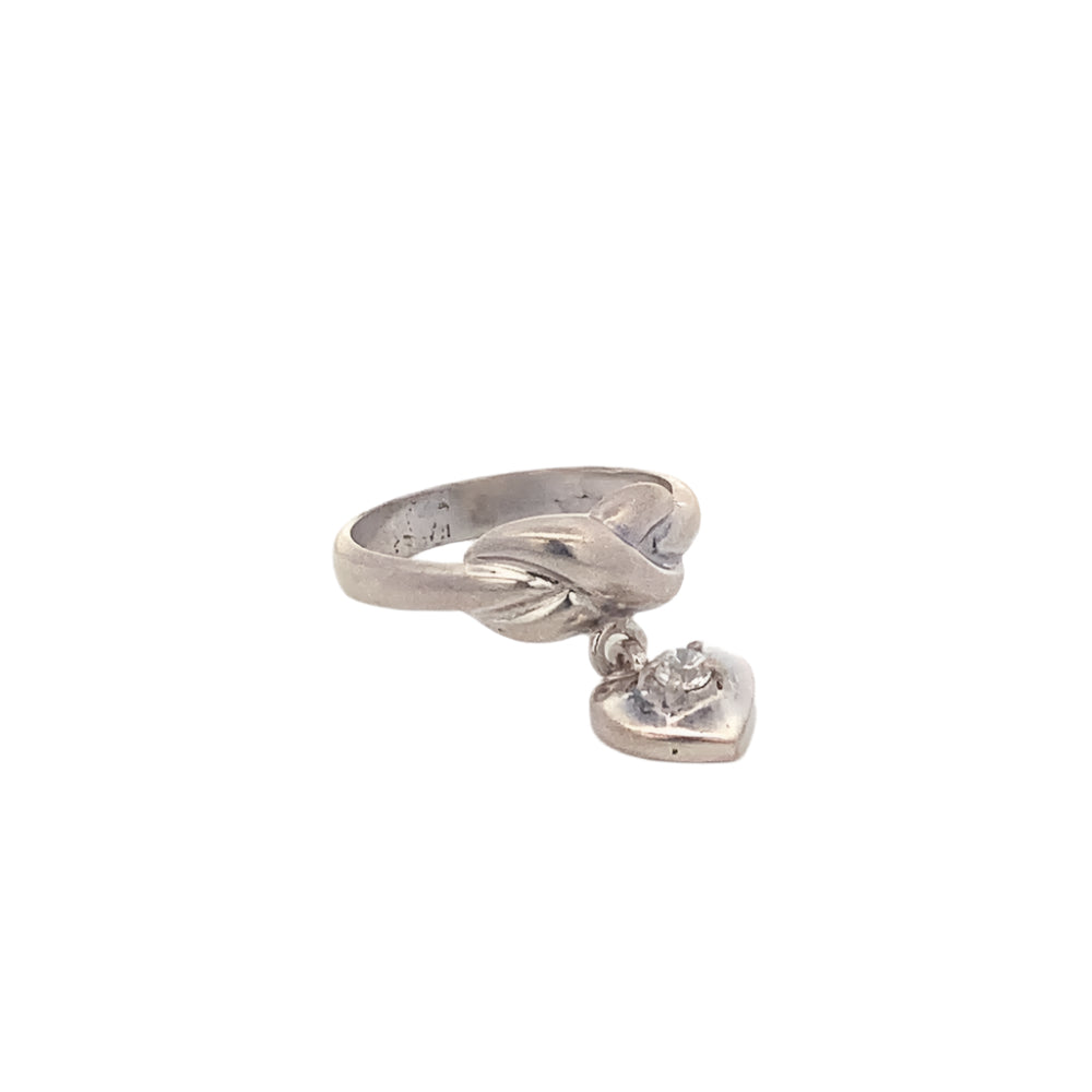 Aiko Dangling Heart 925 Sterling Silver Ring | SilverWorks