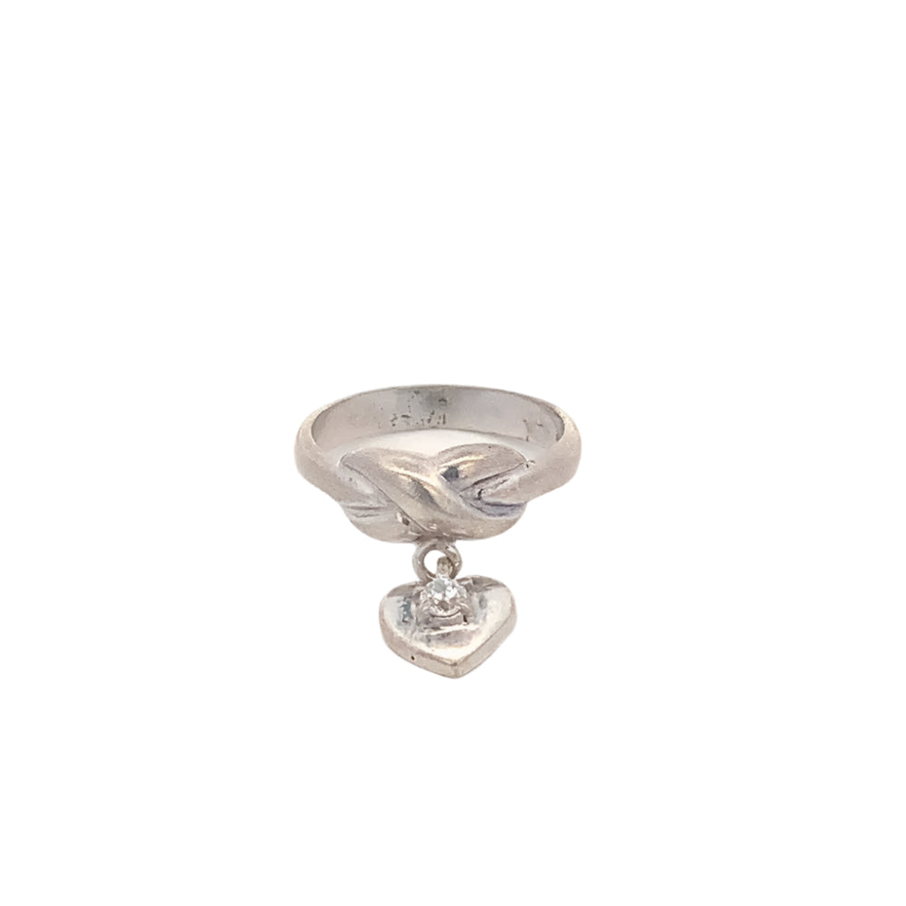Aiko Dangling Heart 925 Sterling Silver Ring | SilverWorks