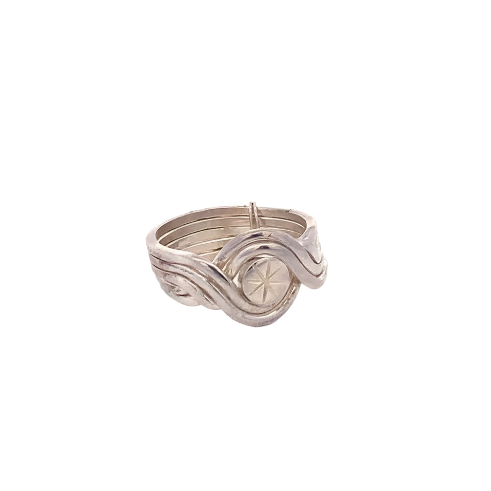 Corey 5-Band Puzzle 925 Sterling Silver Ring 6 | SilverWorks