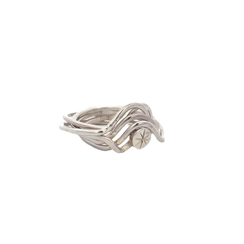 Corey 5-Band Puzzle 925 Sterling Silver Ring 8 | SilverWorks